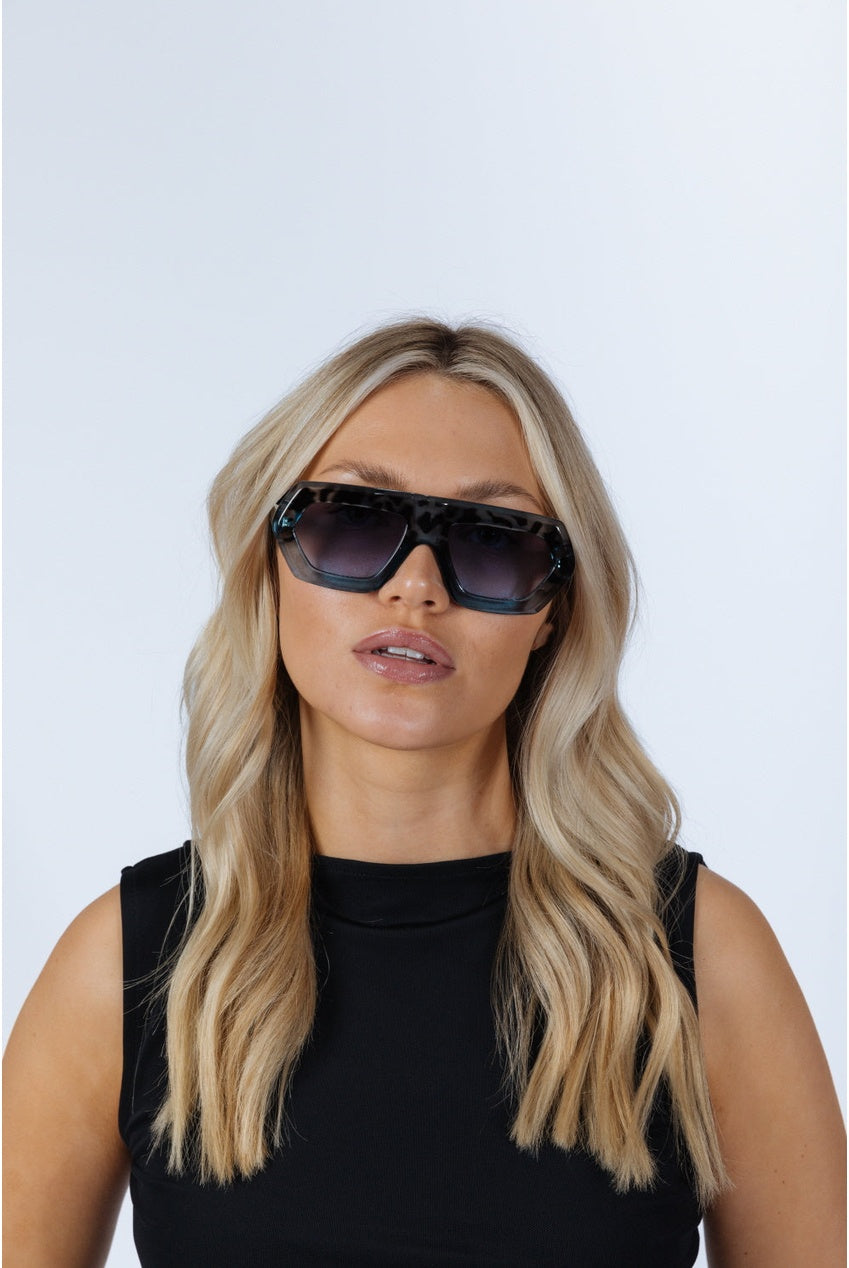 Cross-Border Flat Sunglasses In Blue Leopard SG2500620
