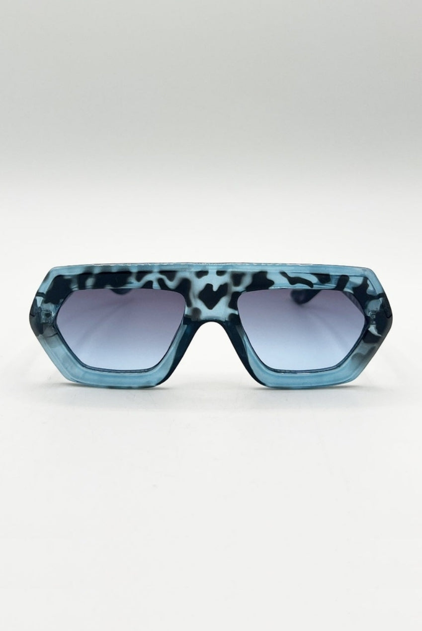 Cross-Border Flat Sunglasses In Blue Leopard SG2500620