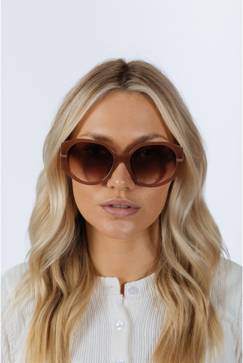 Round Circle Sunglasses In Brown SG2500806