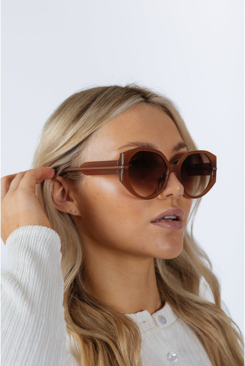 Round Circle Sunglasses In Brown SG2500806