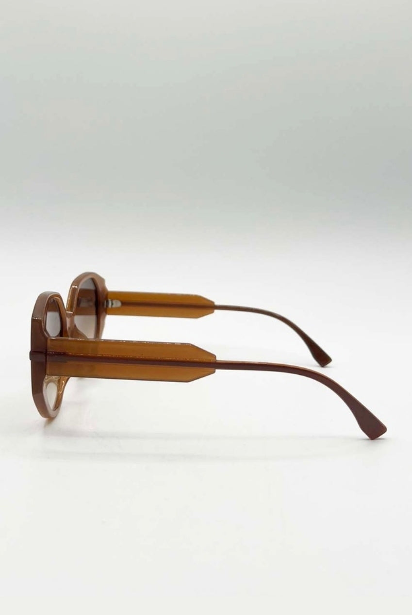 Round Circle Sunglasses In Brown SG2500806