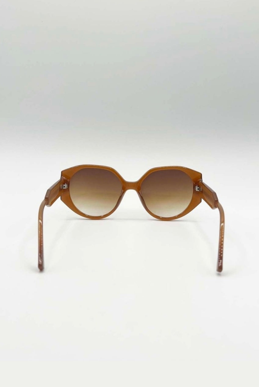 Round Circle Sunglasses In Brown SG2500806