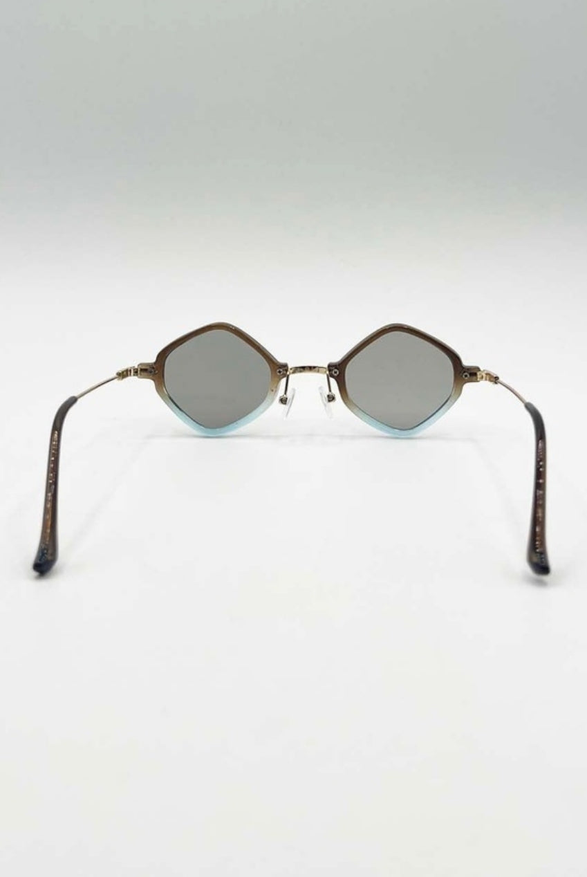 Diamond Shape Sunglasses In Brown Blue SG2501101
