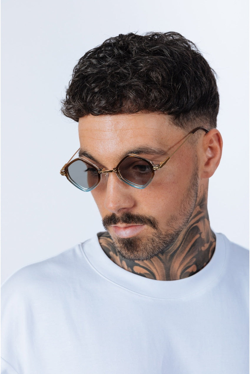 Diamond Shape Sunglasses In Brown Blue SG2501101