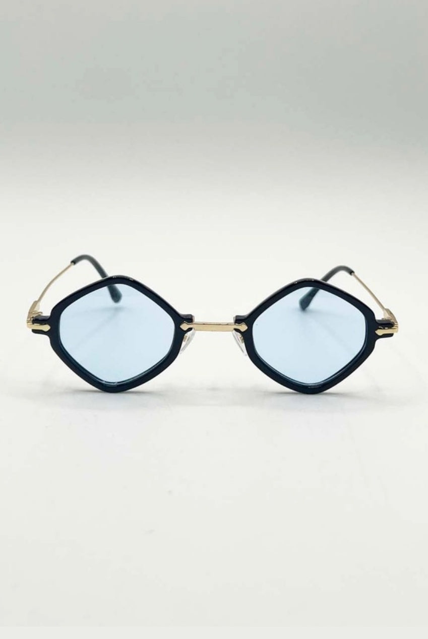 Diamond Shape Sunglasses In Black Blue SG2501102