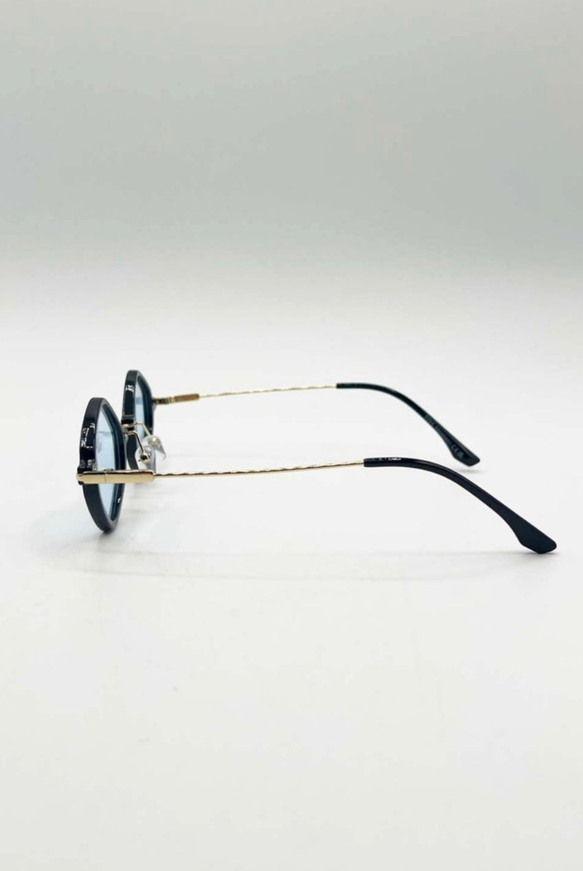 Diamond Shape Sunglasses In Black Blue SG2501102