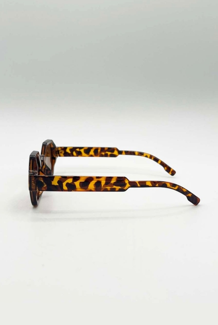 Round Hexagon Sunglasses In Tortoiseshell SG2501205