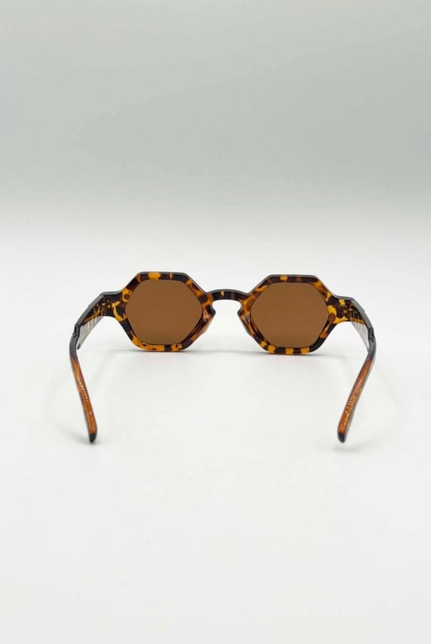 Round Hexagon Sunglasses In Tortoiseshell SG2501205