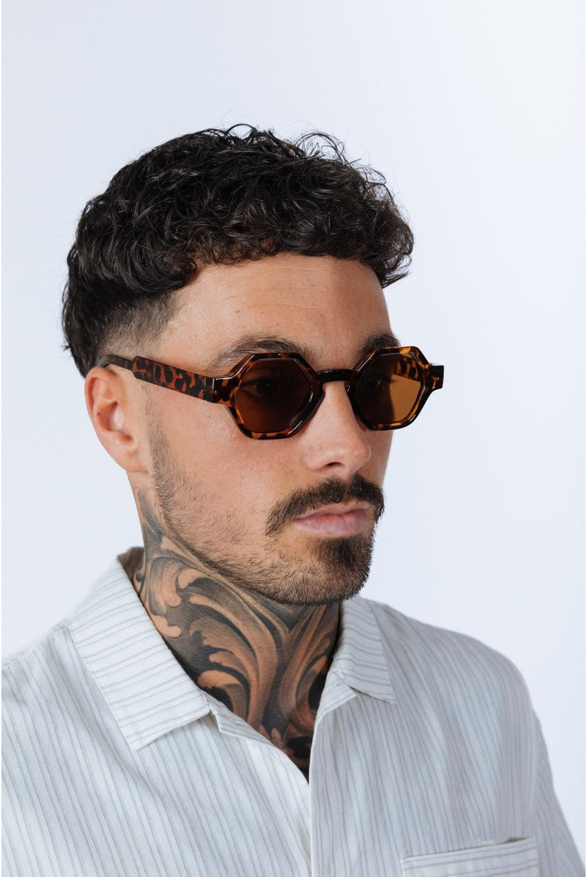 Round Hexagon Sunglasses In Tortoiseshell SG2501205