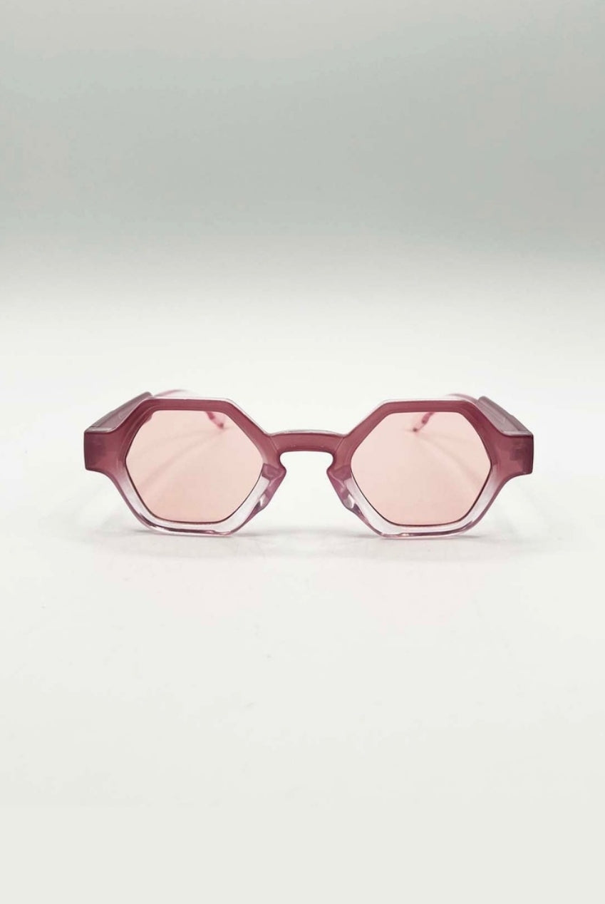 Round Hexagon Sunglasses In Pink SG2501209