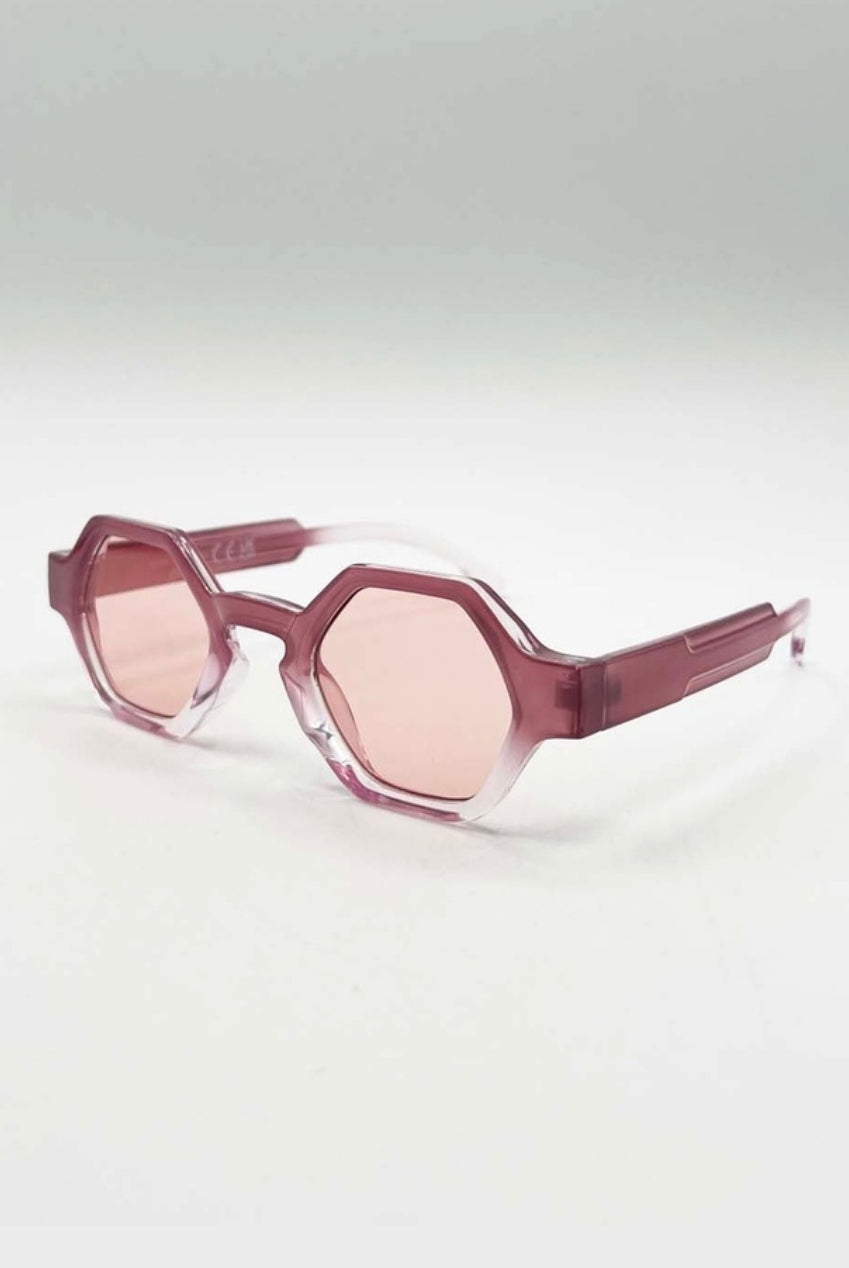 Round Hexagon Sunglasses In Pink SG2501209