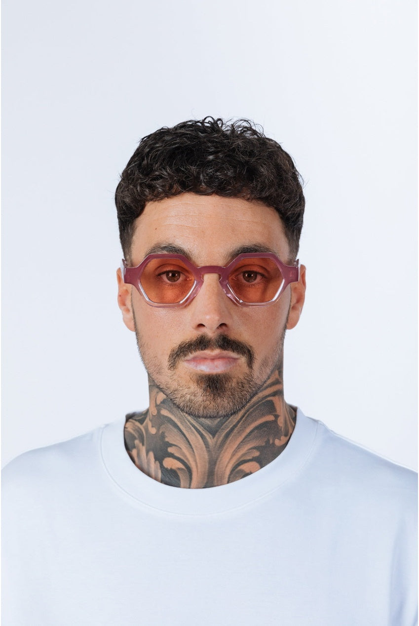 Round Hexagon Sunglasses In Pink SG2501209