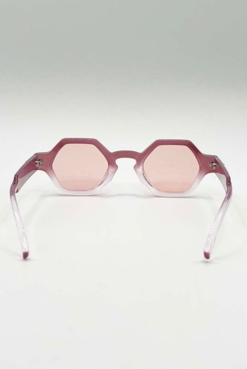 Round Hexagon Sunglasses In Pink SG2501209