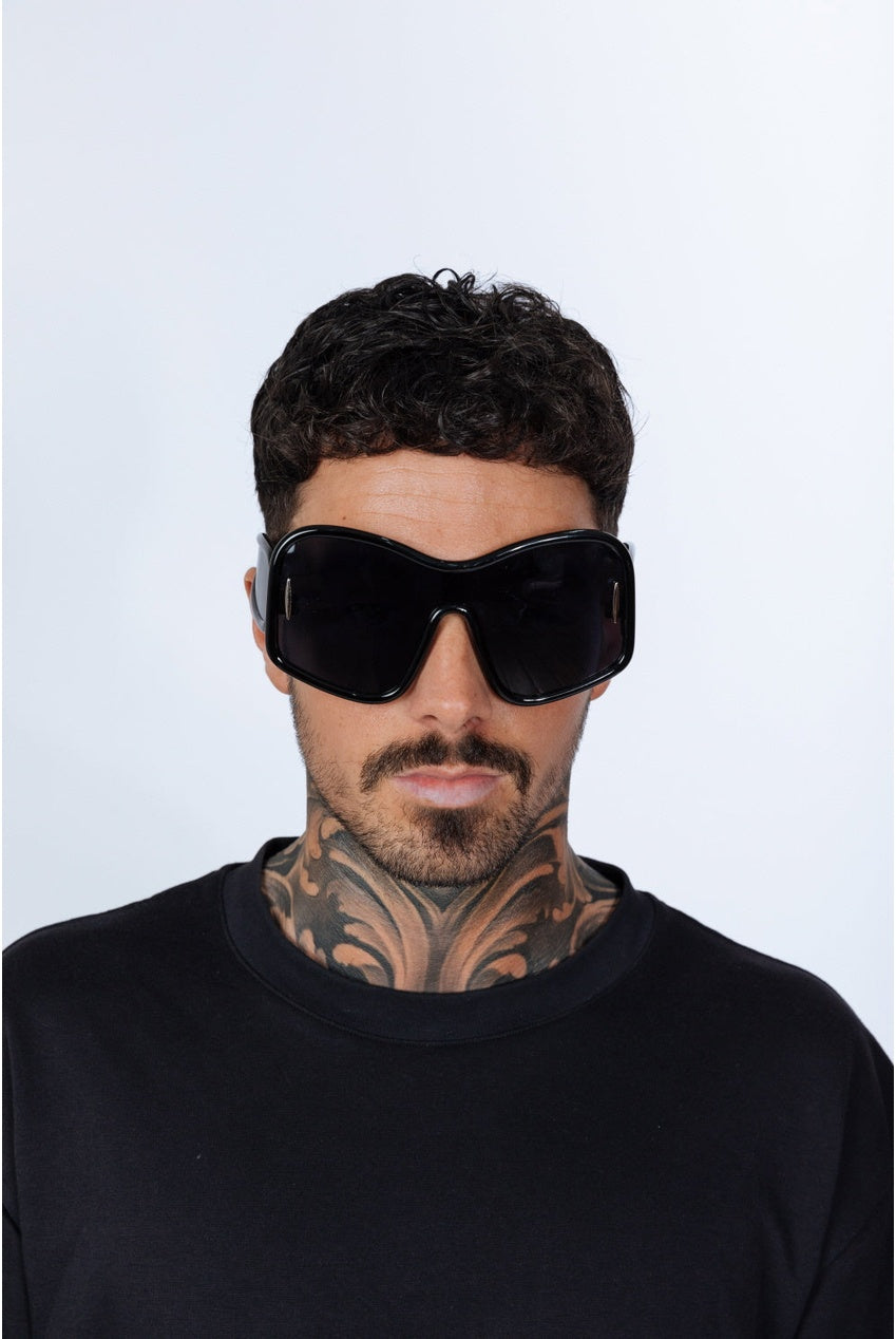 Square Oversized Mask Sunglasses In Black SG2501502