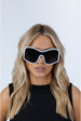 Square Oversized Mask Sunglasses In White Black by SVNX