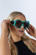 Square Oversized Mask Sunglasses In Aqua Grey by SVNX