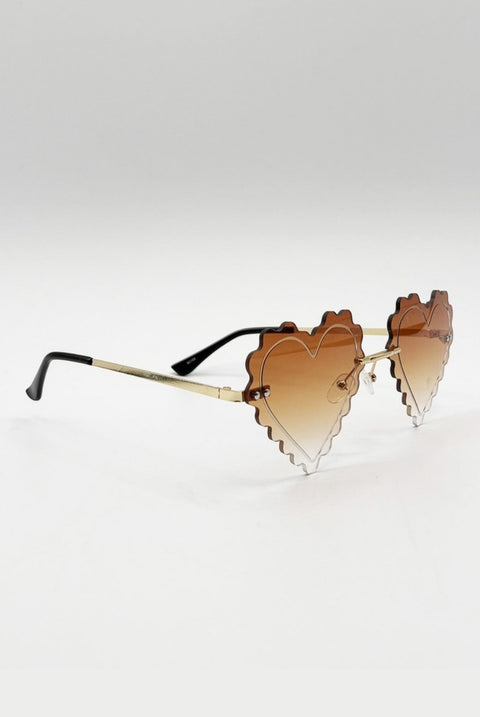 Scallop Heart Sunglasses In Brown by SVNX