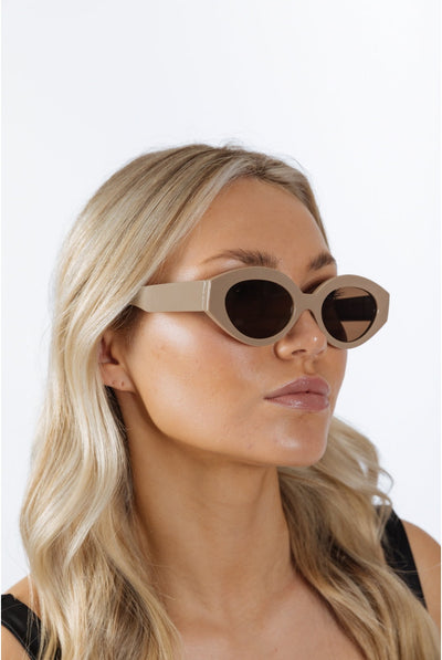 Cream - Retro Small Oval Sunglasses Beige by SVNX
