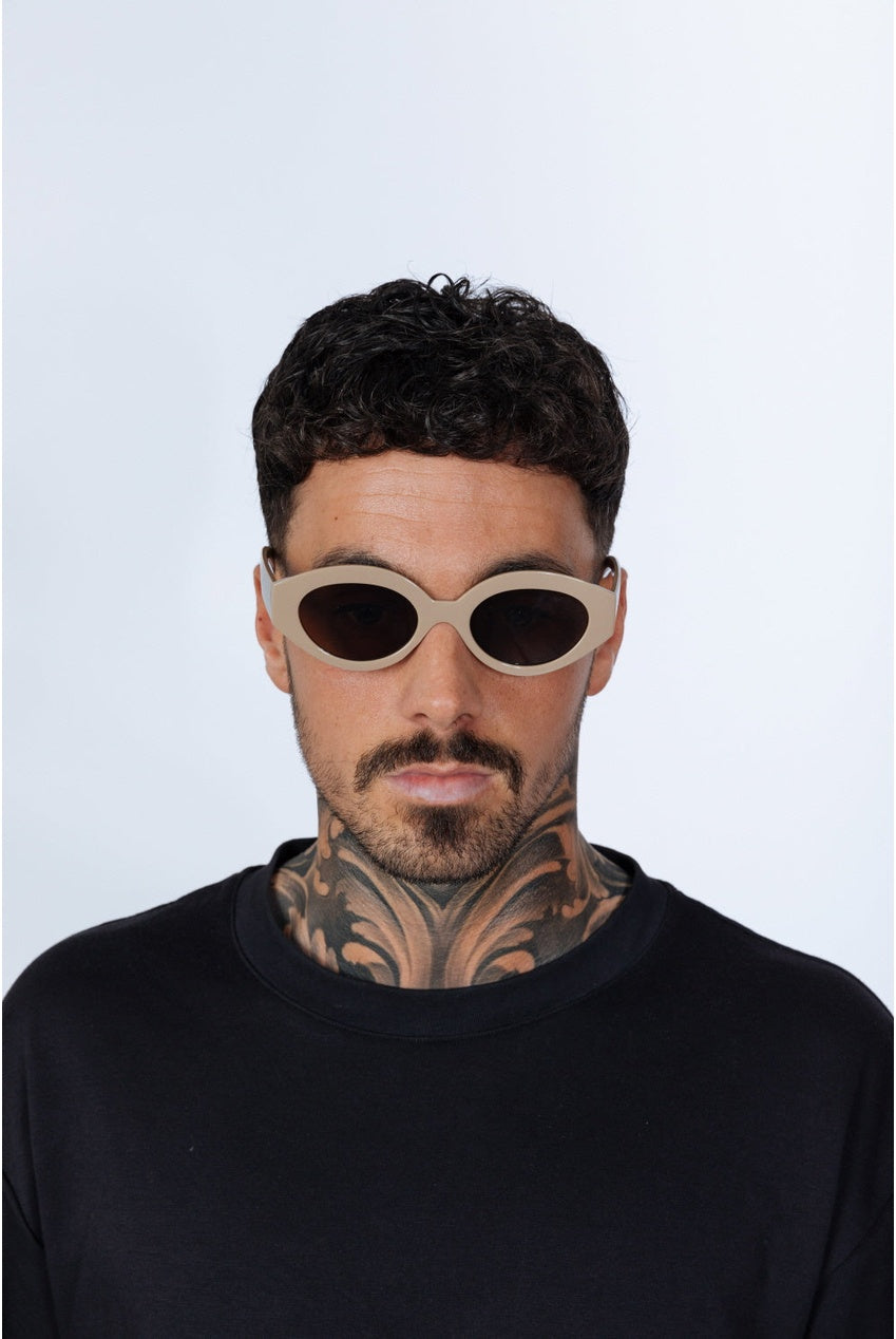 Retro Small Oval Sunglasses Beige SG2502528