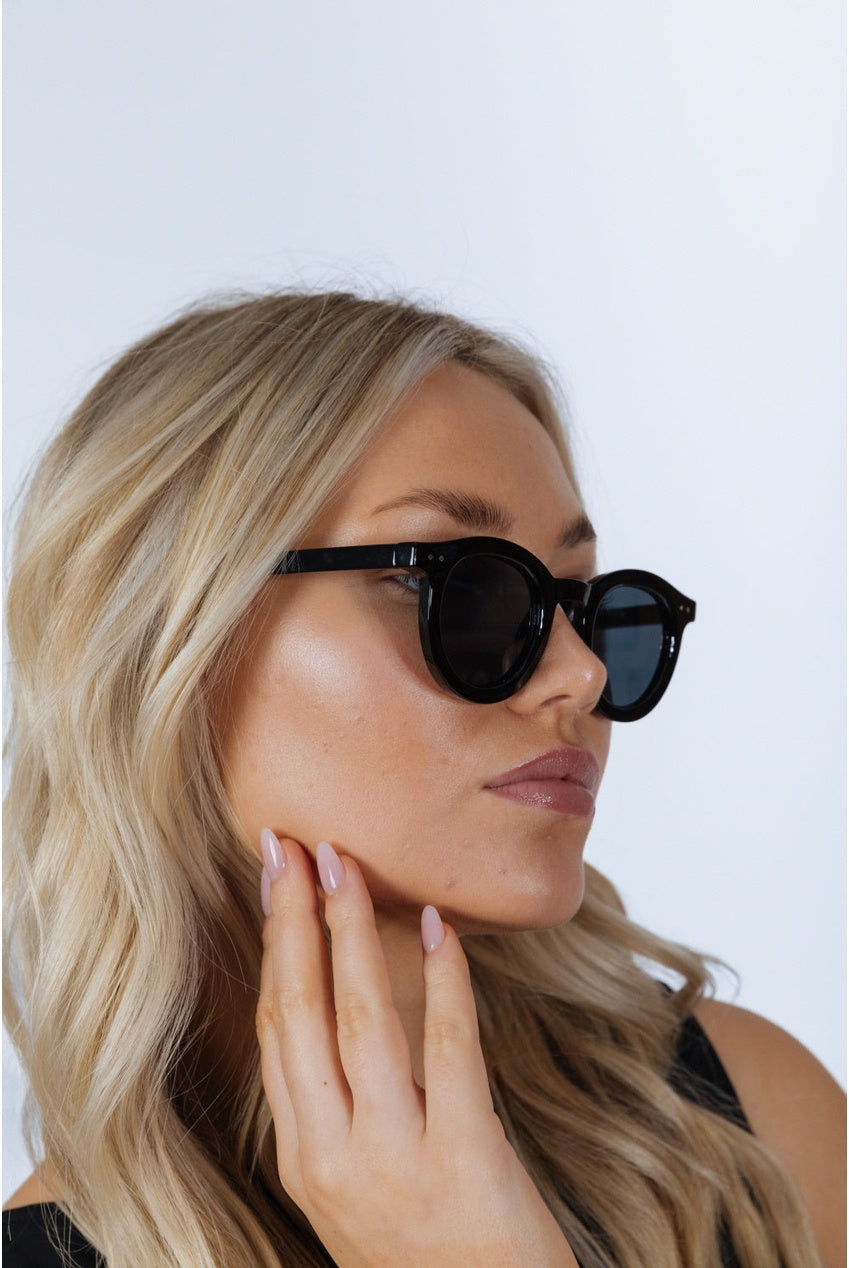 Bold Rounded Sunglasses In Black SG2502702