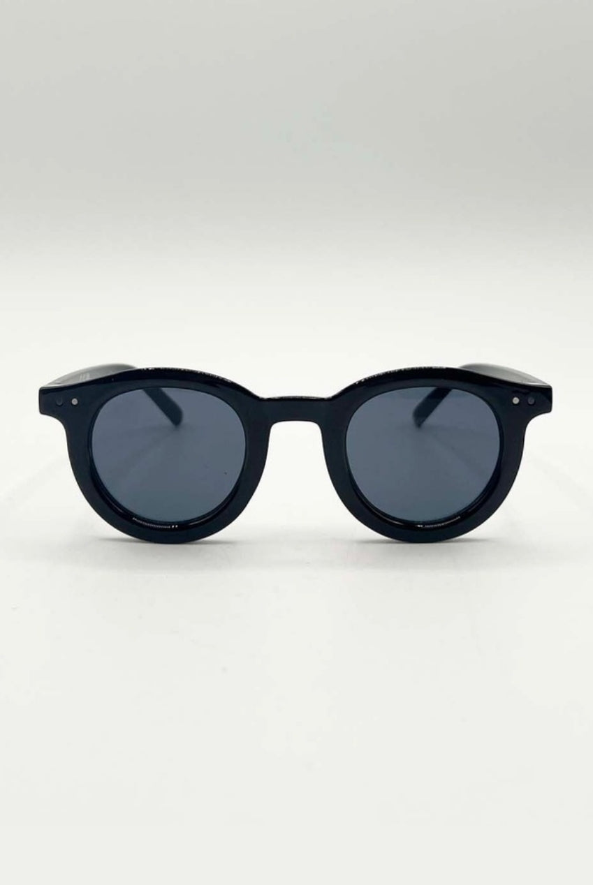 Bold Rounded Sunglasses In Black SG2502702