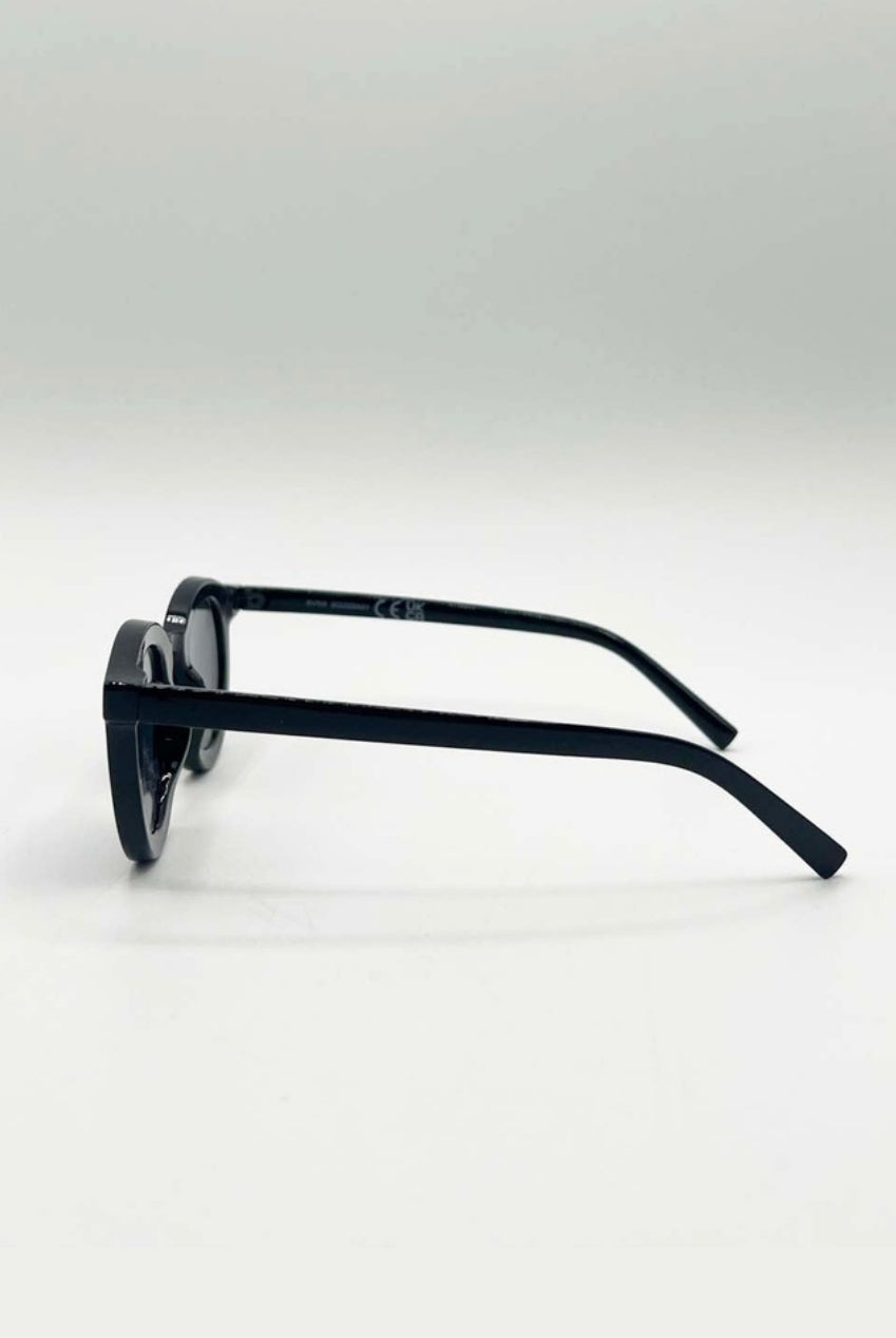 Bold Rounded Sunglasses In Black SG2502702