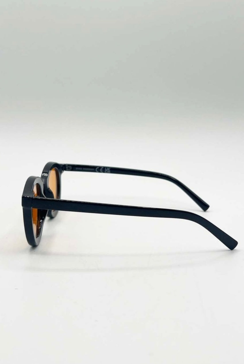 Bold Rounded Sunglasses In Black Orange SG2502713