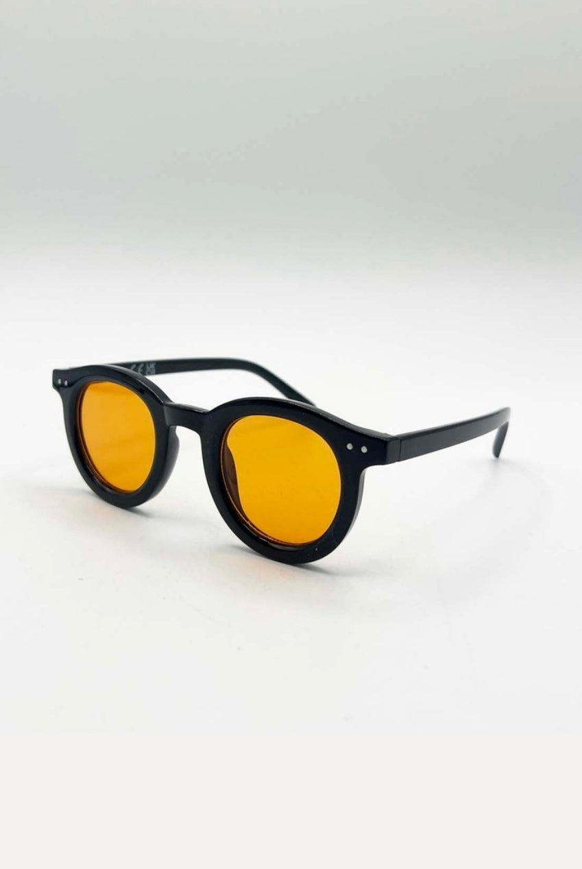 Bold Rounded Sunglasses In Black Orange SG2502713