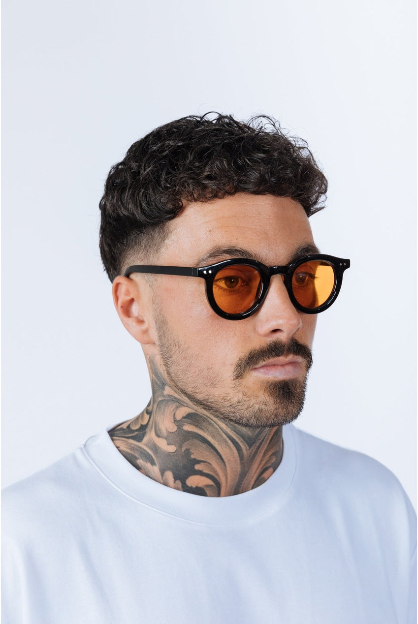 Bold Rounded Sunglasses In Black Orange SG2502713
