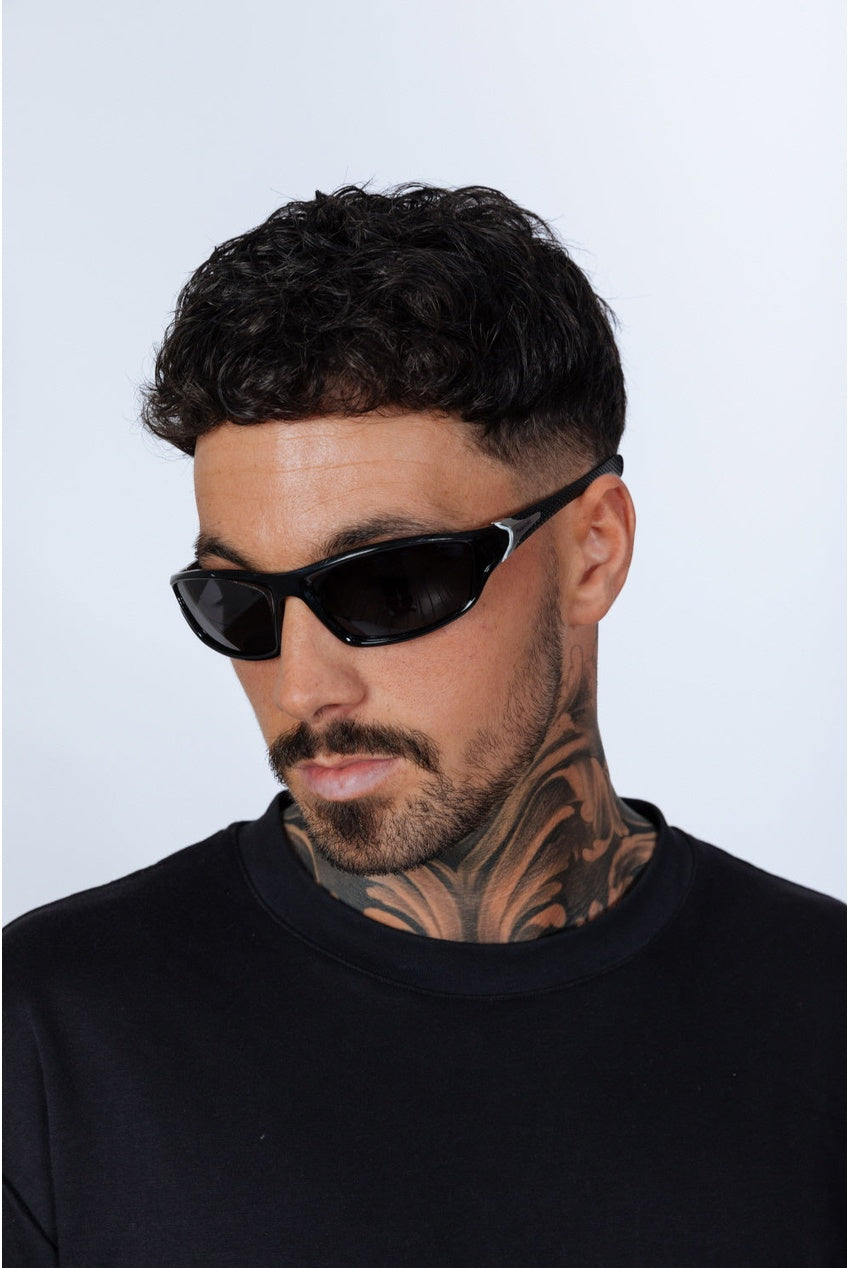 Outdoor Racer Sunglasses In Black Silver With Hard Case SG2502802