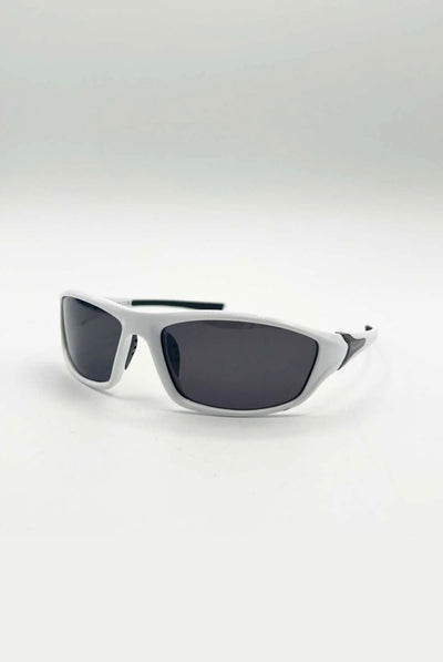 White - Outdoor Racer Sunglasses In White Black With Hard Case by SVNX