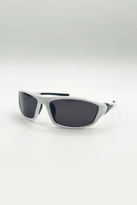 Outdoor Racer Sunglasses In White Black With Hard Case by SVNX