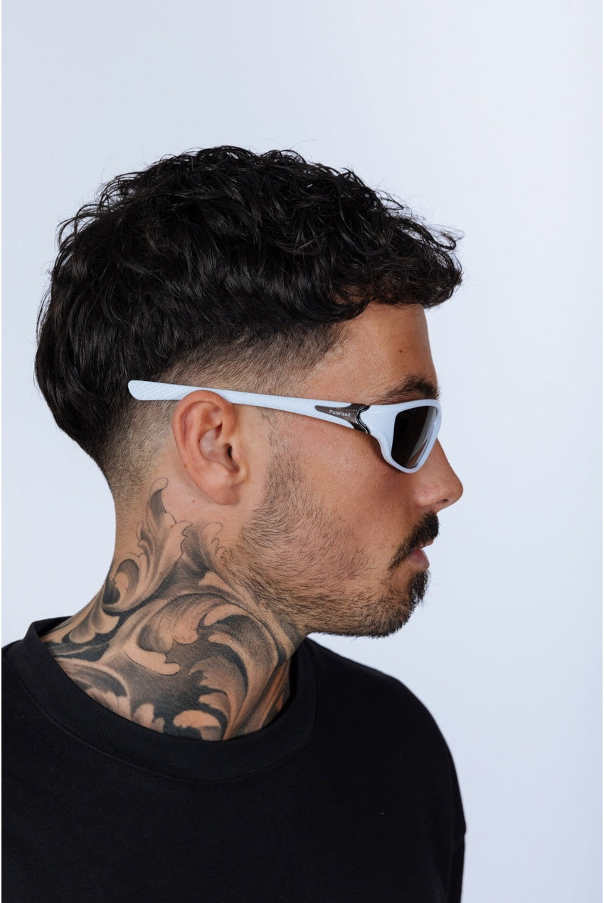 Outdoor Racer Sunglasses In White Black With Hard Case SG2502807