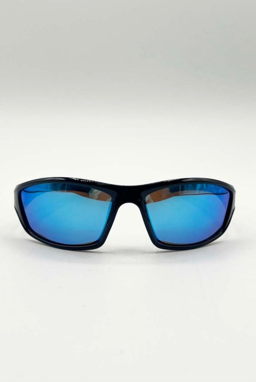 Outdoor Racer Sunglasses In Black Blue With Hard Case SG2502820