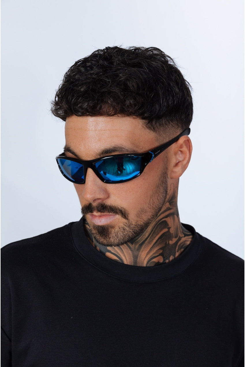 Outdoor Racer Sunglasses In Black Blue With Hard Case SG2502820