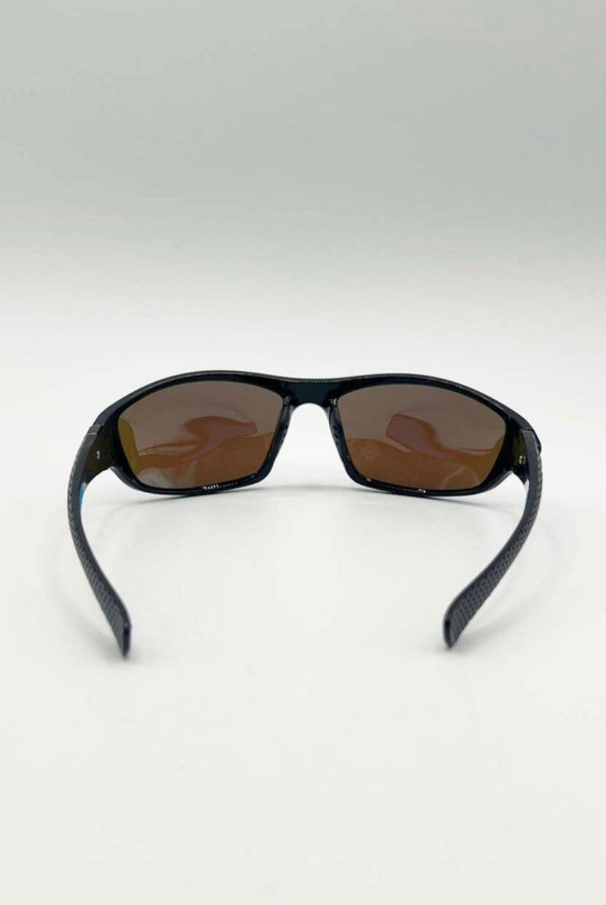 Outdoor Racer Sunglasses In Black Blue With Hard Case SG2502820