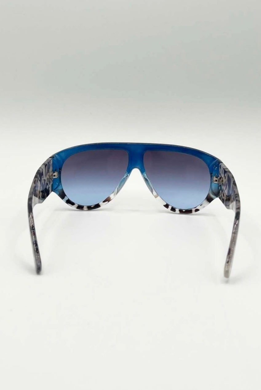 Oversized Rounded Sunglasses Blue Black SG2502901