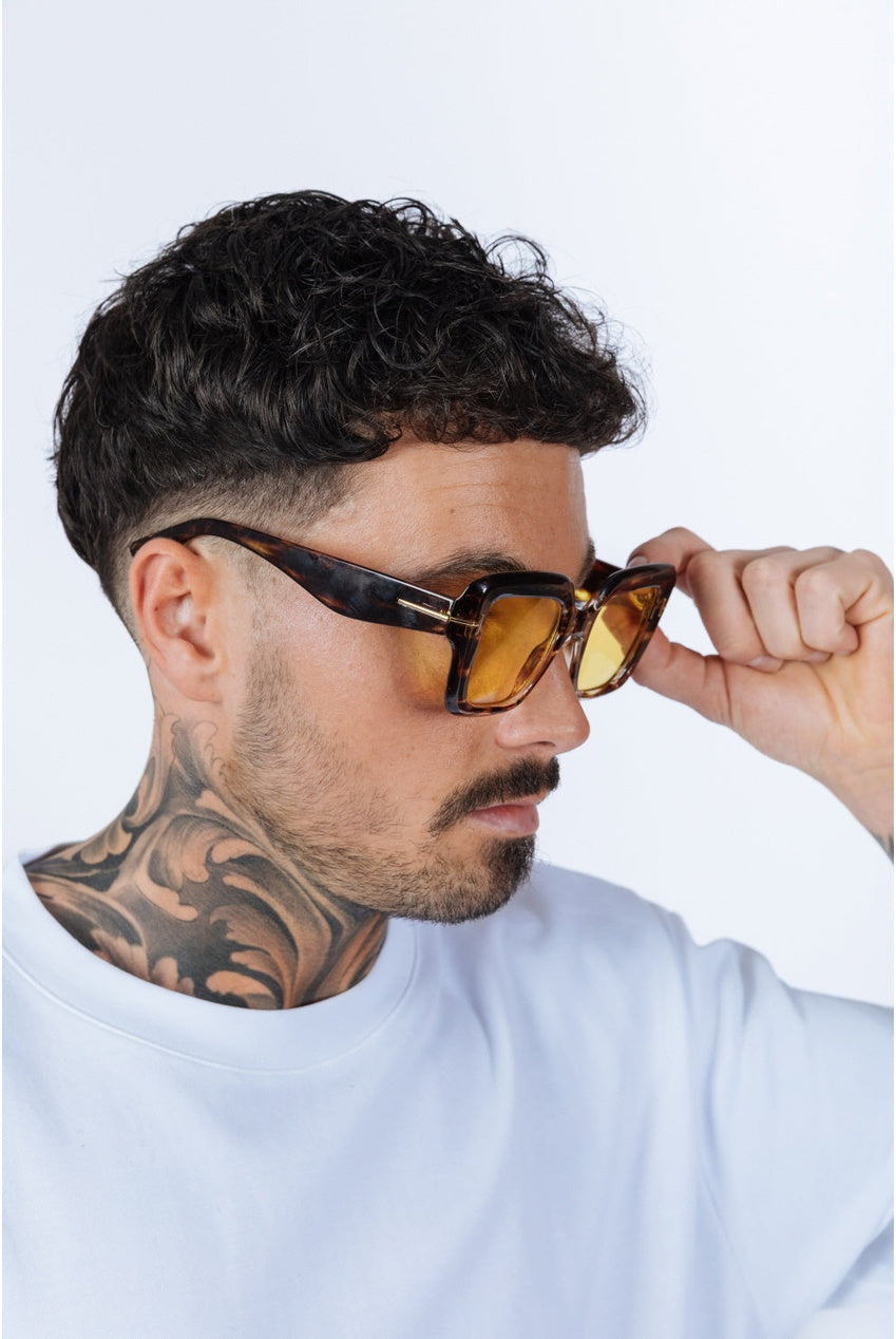 Bold Square Sunglasses In Leopard Yellow SG2503001