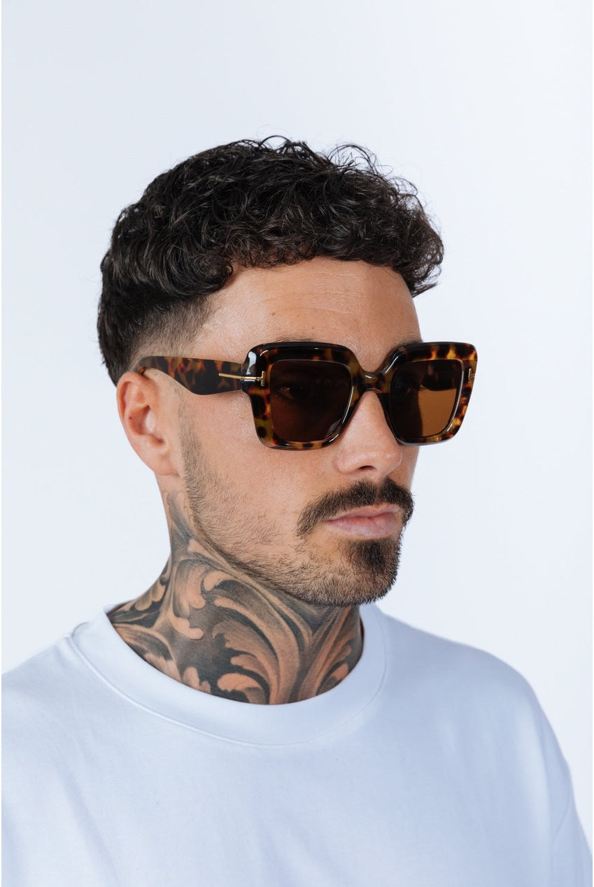 Bold Square Sunglasses In Leopard Brown SG2503005