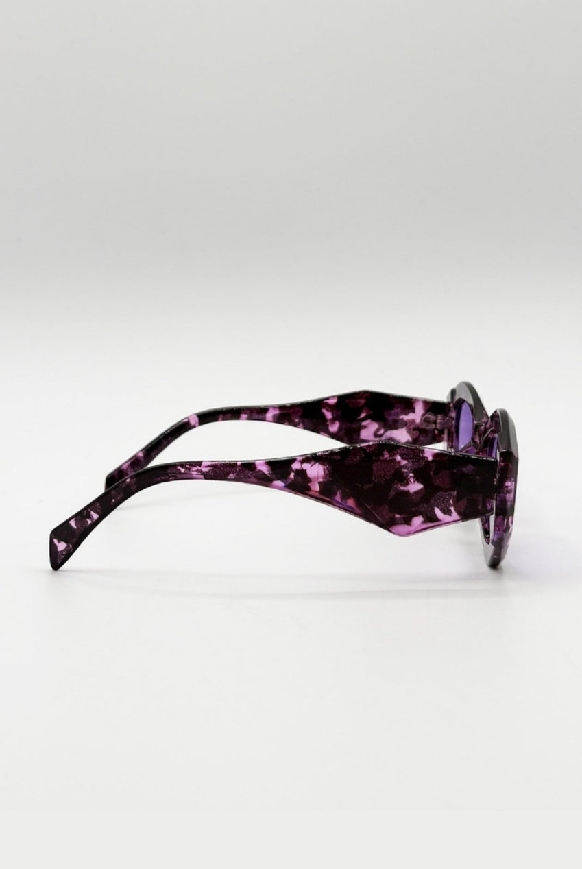 Retro Polygonal Cat-Eye Sunglasses In Purple SG2503203