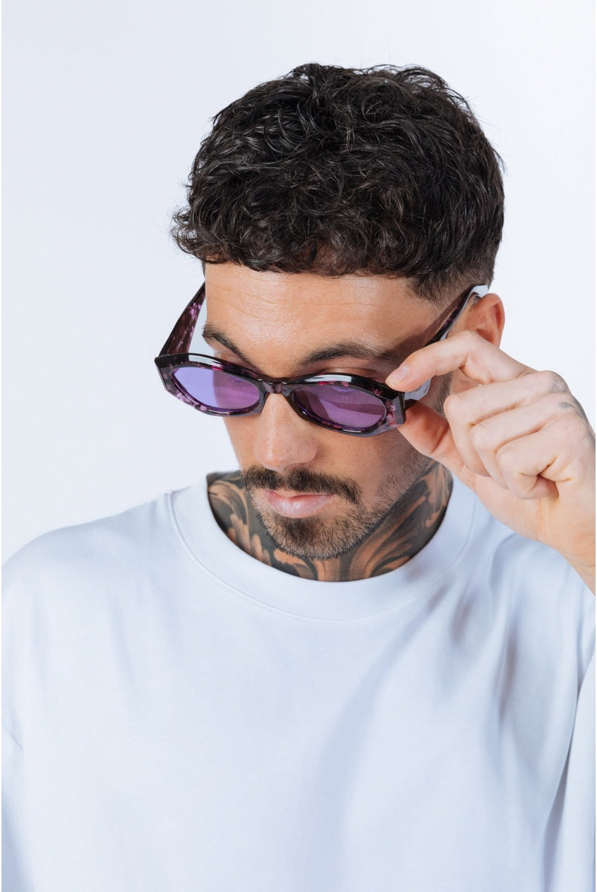 Retro Polygonal Cat-Eye Sunglasses In Purple SG2503203