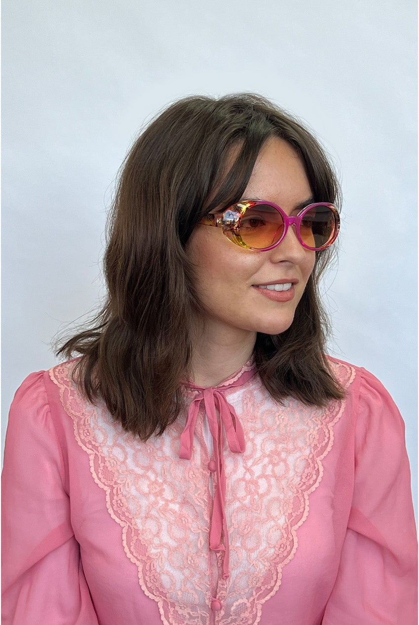 Floral Pink Oval Sunglasses SG2503509