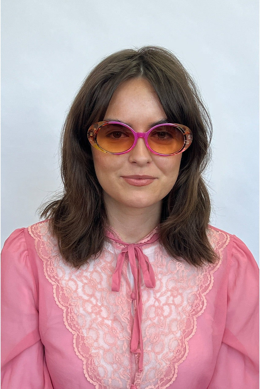 Floral Pink Oval Sunglasses SG2503509