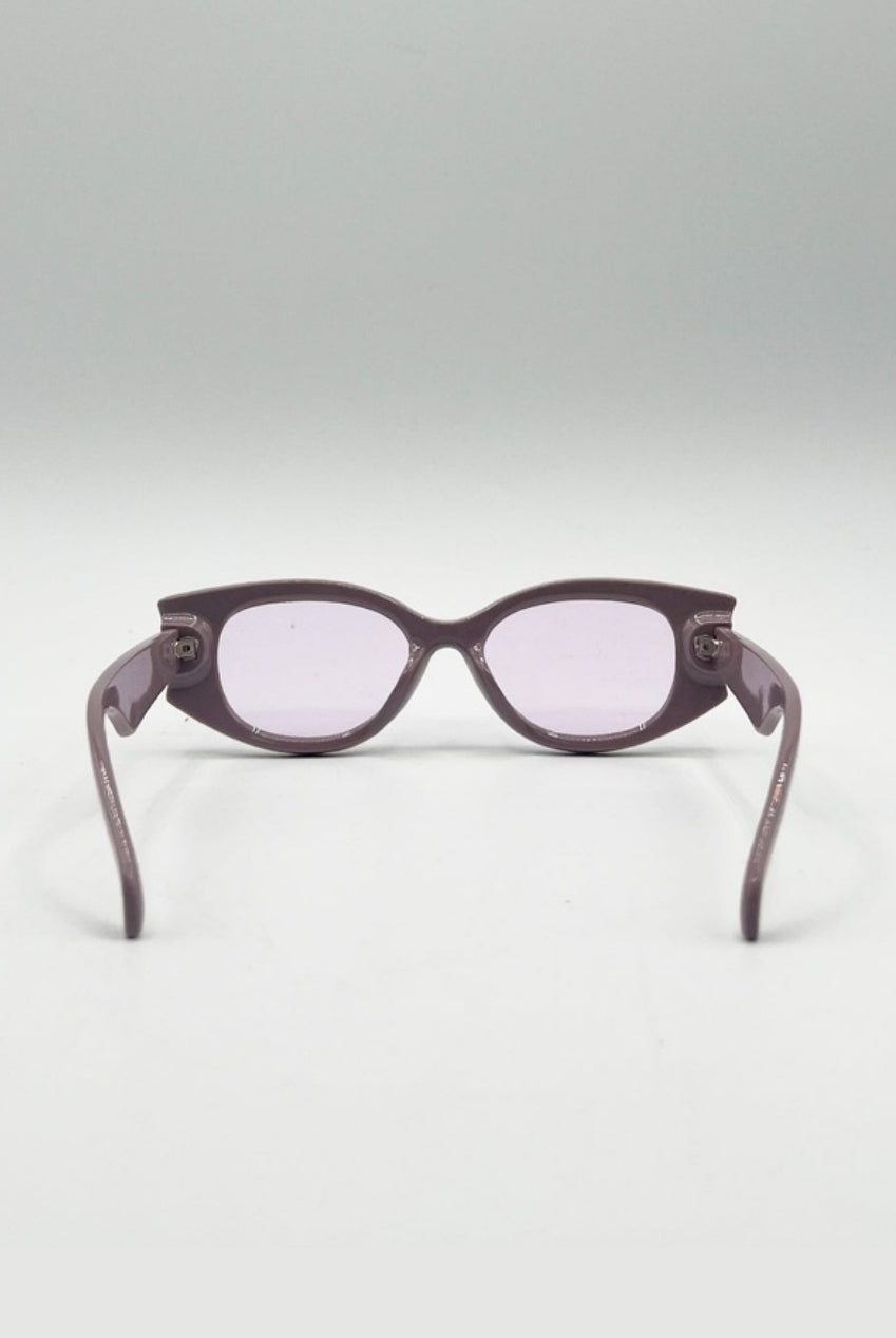 Oval Rectangular Vintage Sunglasses In Purple SG2510103