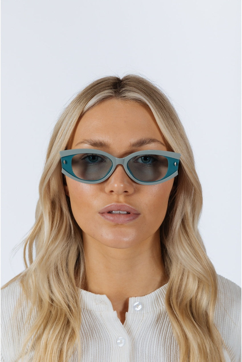 Oval Rectangular Vintage Sunglasses In Blue SG2510120