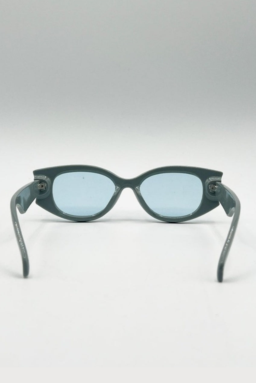 Oval Rectangular Vintage Sunglasses In Blue SG2510120