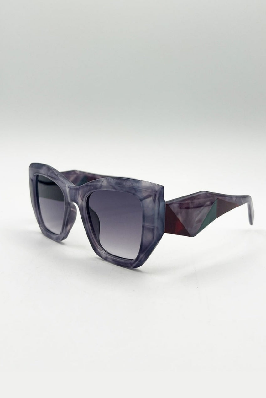 Square Cat-Eye Sunglasses In Purple Multi SG2510701