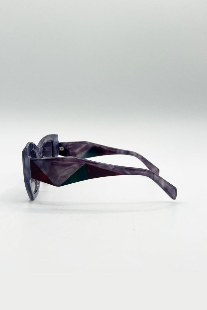 Square Cat-Eye Sunglasses In Purple Multi SG2510701