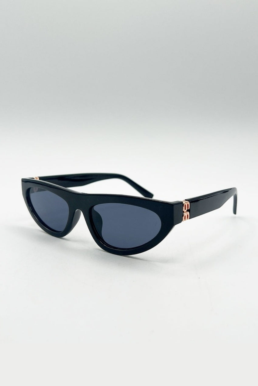 Retro Oval Sunglasses In Black SG2510902