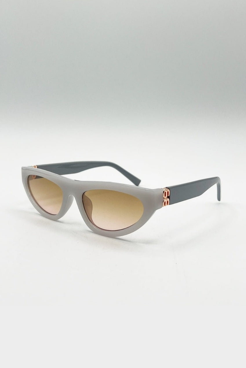Retro Oval Sunglasses In Light Grey SG2510907